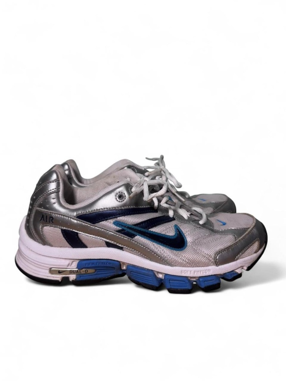 Nike Air Dual-D pyhlon sneakers grey white blue 10.5 mens missing insoles 2008 - Picture 3 of 8